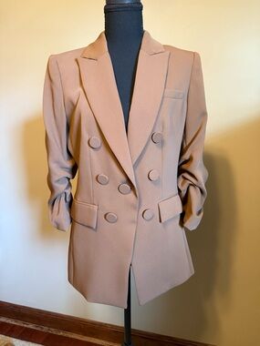 Veronica Beard Tomi Double Breasted Blazer Sz 4 Deep Ochre Brown Tailored Jacket